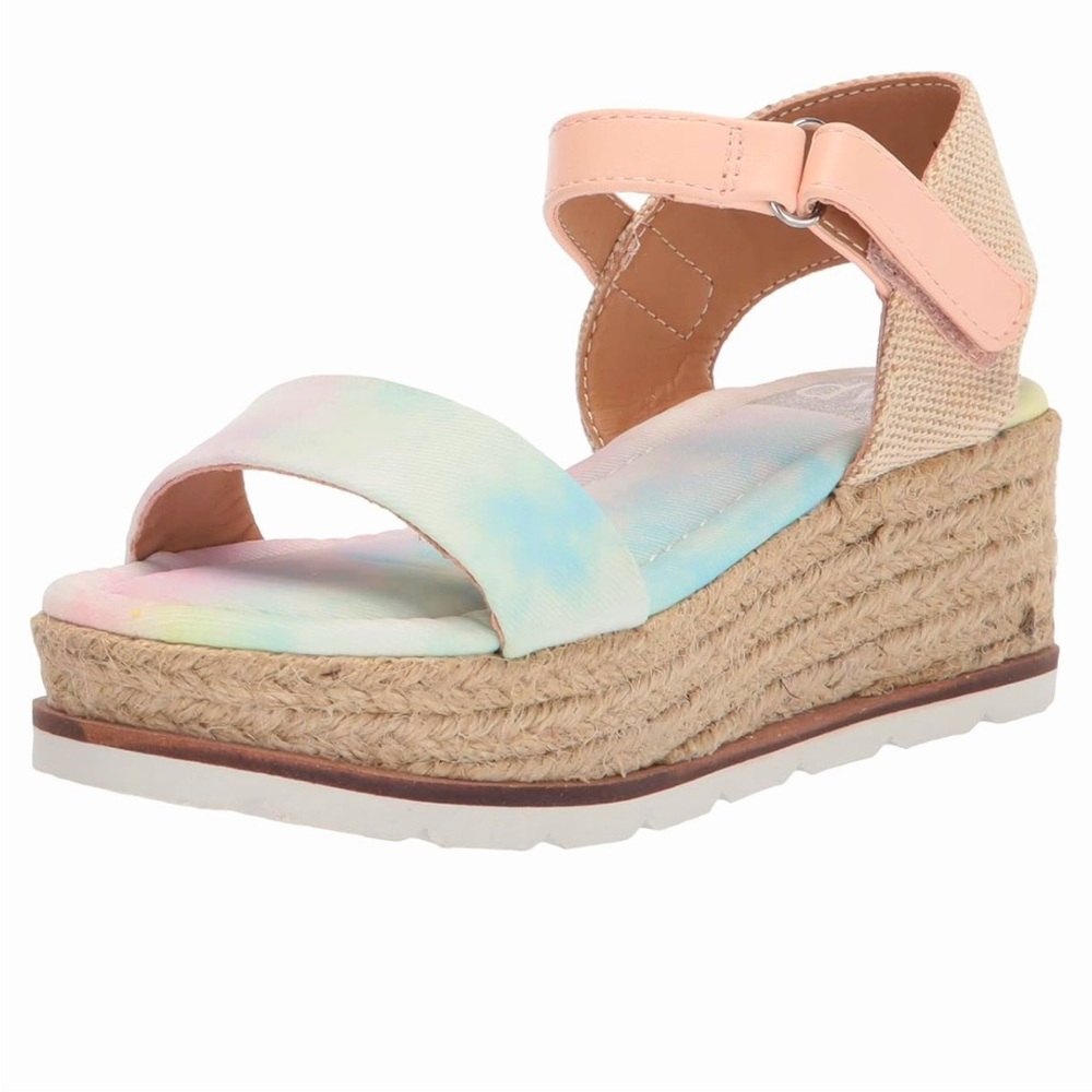 Girls multicolor pastel wedge sandals size 3